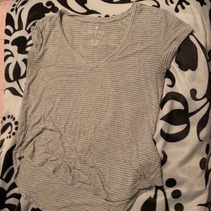 Gray and white striped American Eagle T